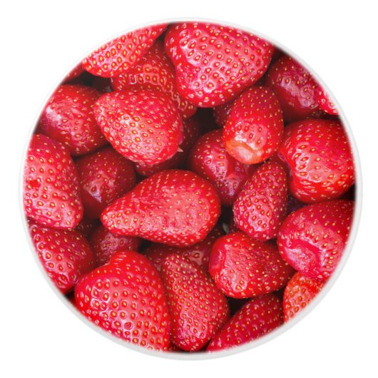 Achtergrond aardbeien keramische knop (Voorkant)