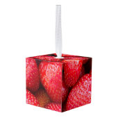 Achtergrond aardbeien kubus ornament (Achter hoekig)