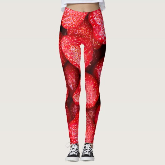 Achtergrond aardbeien leggings (Voorkant)