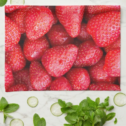 Achtergrond aardbeien theedoek (Gevouwen)