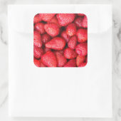 Achtergrond aardbeien vierkante sticker (Tas)
