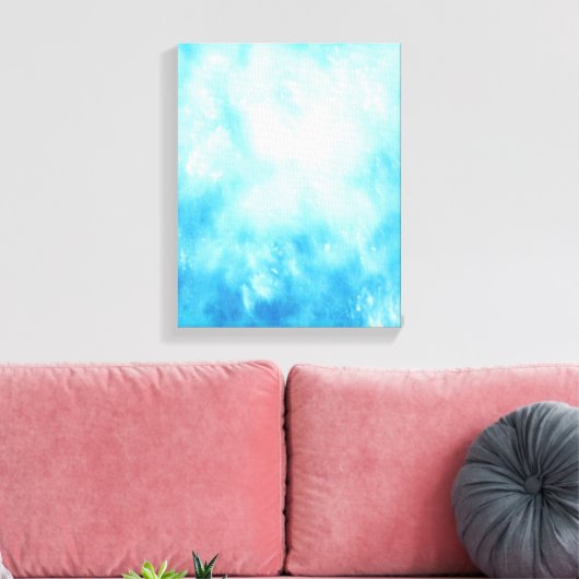 Achtergrond abstracte handtekening Waterverf: blau Canvas Afdruk (Insitu (Woonkamer))