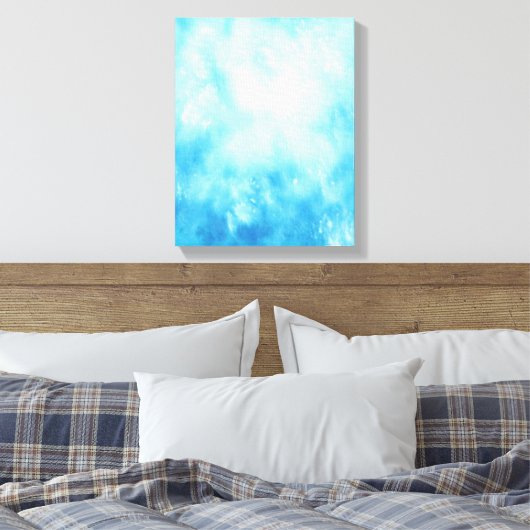 Achtergrond abstracte handtekening Waterverf: blau Canvas Afdruk (Insitu (Slaapkamer))