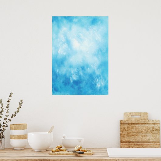 Achtergrond abstracte handtekening Waterverf: blau Poster (Keuken)