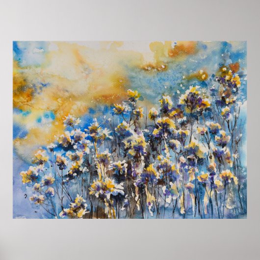 Achtergrond abstracte natuur met bloemmotief.Pict Poster (Voorkant)