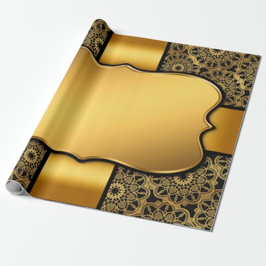 Achtergrond afbeelding goud lijst cadeaupapier (Uitgerold)