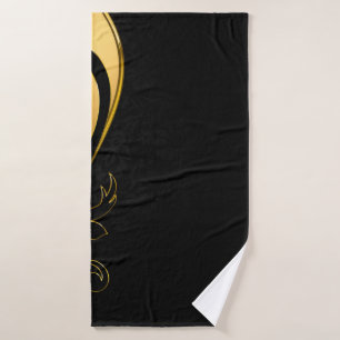 Achtergrond afbeelding goud lijst floraal badhanddoek