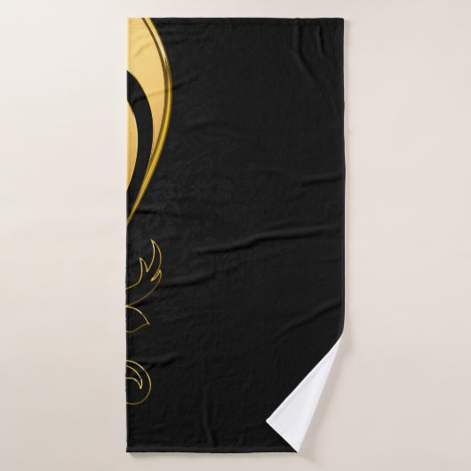 Achtergrond afbeelding goud lijst floraal badhanddoek (Badhanddoek)