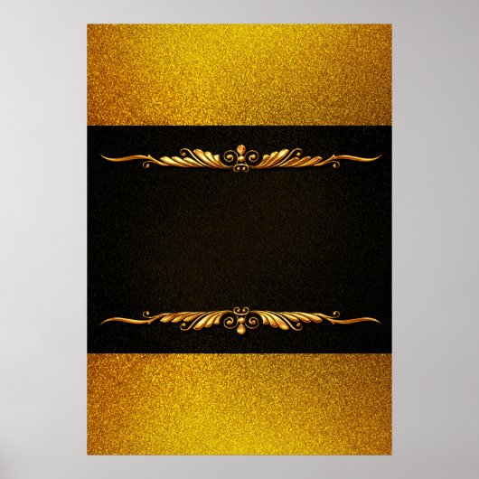 Achtergrond afbeelding goud lijst floraal poster (Voorkant)