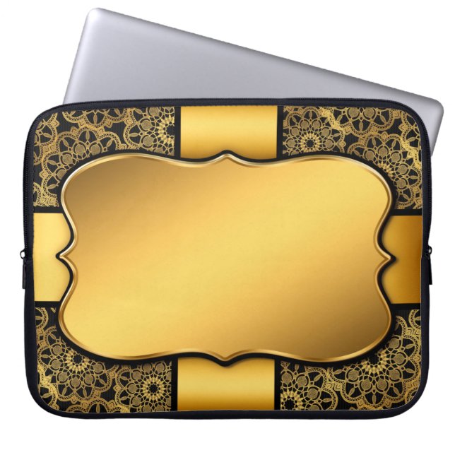 Achtergrond afbeelding goud lijst laptop sleeve (Voorkant)