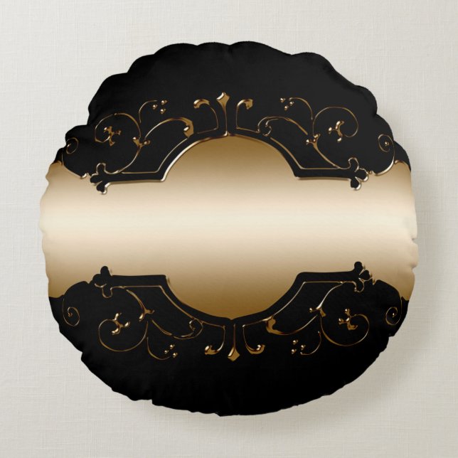 Achtergrond afbeelding goud lijst zwart rond kussen (Voorkant)