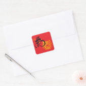 Achtergrond Afbeelding Tiger Chinees Symbool Red Vierkante Sticker (Envelop)