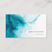 Achtergrond Aqua Blue Waterverf Visitekaartje (Voorkant)