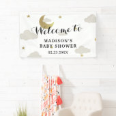 Achtergrond Baby shower Moon and Back Star Clouds Spandoek (Insitu)