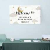 Achtergrond Baby shower Moon and Back Star Clouds Spandoek (Beurs)