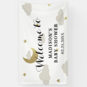 Achtergrond Baby shower Moon and Back Star Clouds Spandoek (Verticaal)