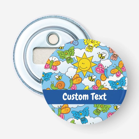 Achtergrond babydieren button flesopener (Voorkant)