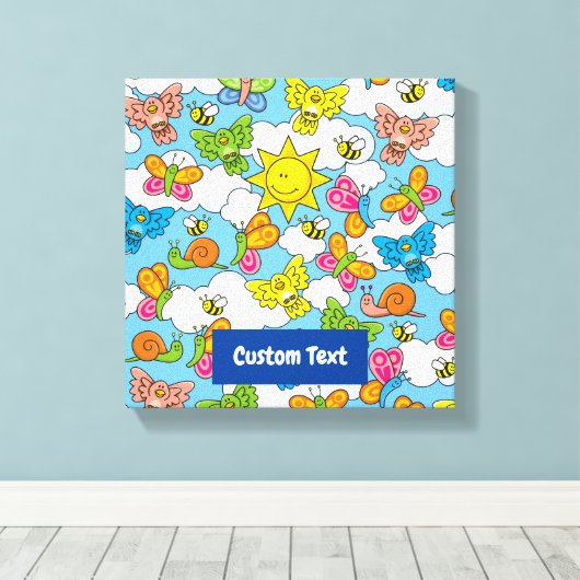 Achtergrond babydieren canvas afdruk (Insitu (Houten vloer))