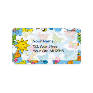 Achtergrond babydieren etiket