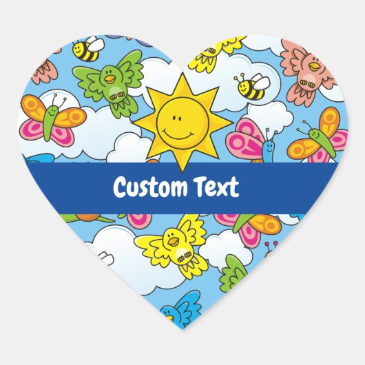 Achtergrond babydieren hart sticker (Voorkant)