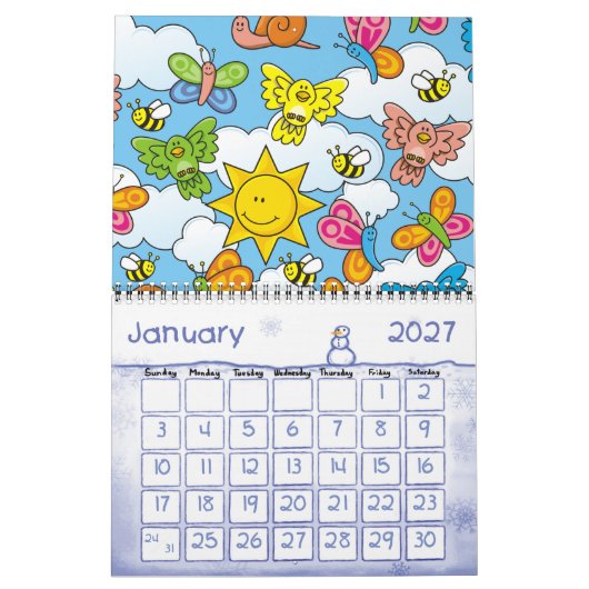 Achtergrond babydieren kalender (Jan 2027)