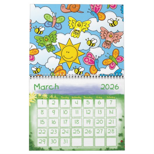 Achtergrond babydieren kalender (Mar 2026)