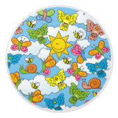 Achtergrond babydieren keramische knop (Voorkant)