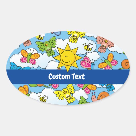 Achtergrond babydieren ovale sticker (Voorkant)