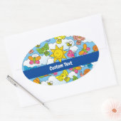 Achtergrond babydieren ovale sticker (Envelop)