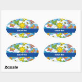 Achtergrond babydieren ovale sticker (Vel)