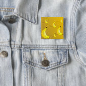 Achtergrond bananen vierkante button 5,1 cm (In situ)