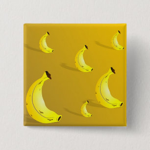 Achtergrond bananen vierkante button 5,1 cm