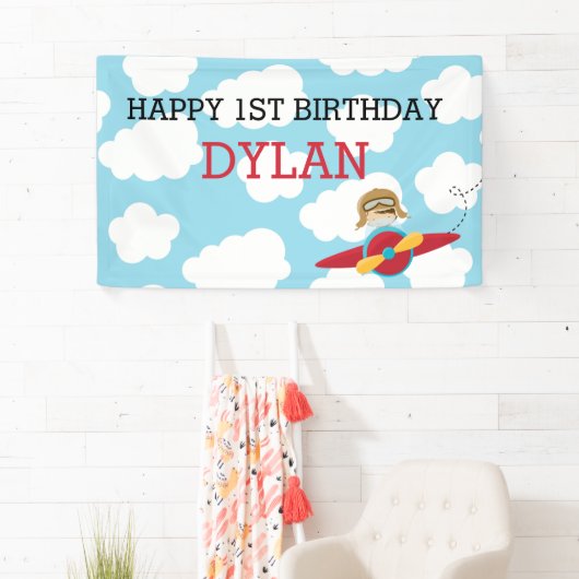 Achtergrond/banner van het vliegtuig (blauw & rood spandoek (Insitu)