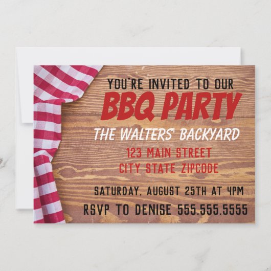 Achtergrond BBQ Party Picnic Table Kaart (Voorkant)