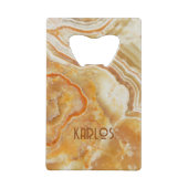 Achtergrond beige en bruine faux creditkaart flessenopener (Achterkant)