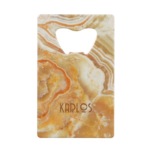 Achtergrond beige en bruine faux creditkaart flessenopener (Achterkant)