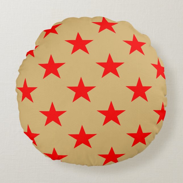 Achtergrond beige en rode sterren rond kussen (Voorkant)