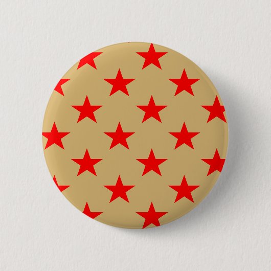 Achtergrond beige en rode sterren ronde button 5,7 cm (Voorkant)
