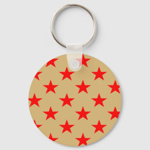 Achtergrond beige en rode sterren sleutelhanger