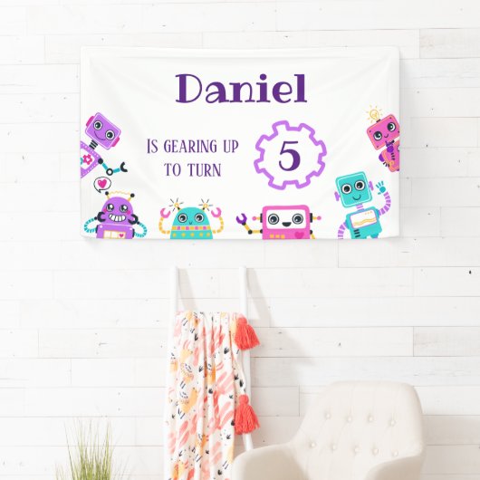 Achtergrond bij themagefeestje Robot Spandoek (Insitu)