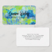 Achtergrond blauwe groene Waterverf Visitekaartje (Voorkant / Achterkant)