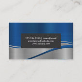 Achtergrond blauwe metallische golf visitekaartje (Achterkant)