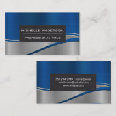 Achtergrond blauwe metallische golf visitekaartje (Voorkant / Achterkant)