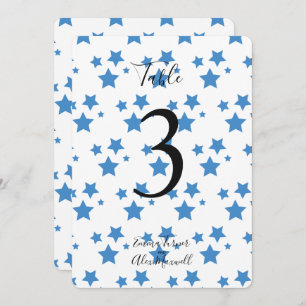 Achtergrond blauwe sterren Tafelnummerkaarten Kaart