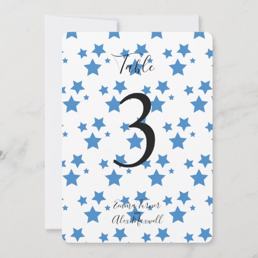 Achtergrond blauwe sterren | Tafelnummerkaarten Kaart (Achterkant)