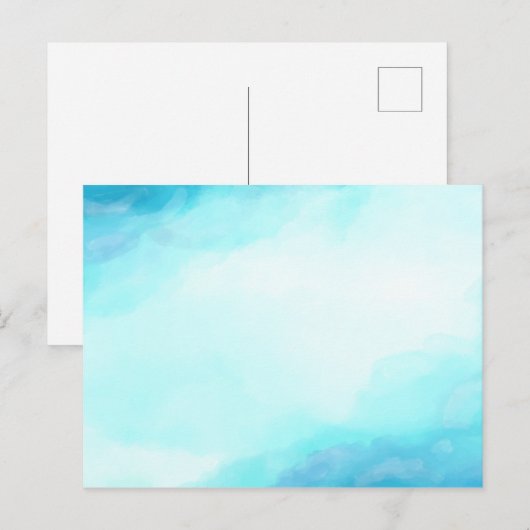 Achtergrond blauwe Waterverf Briefkaart (Voorkant / Achterkant)