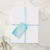 Achtergrond blauwe Waterverf Cadeaulabel (Met Touw)