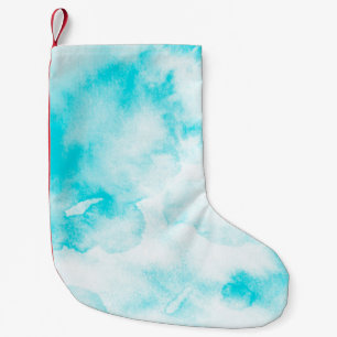 Achtergrond blauwe waterverf kleine kerstsok