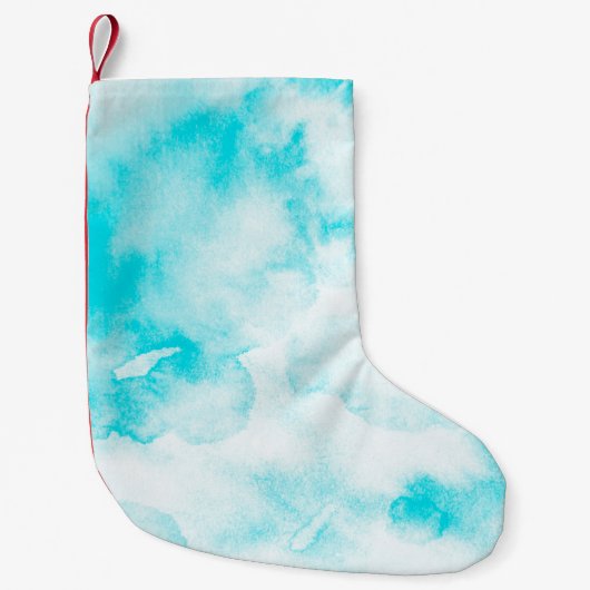 Achtergrond blauwe waterverf kleine kerstsok (Voorkant)