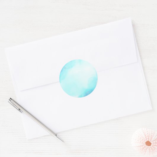 Achtergrond blauwe Waterverf Ronde Sticker (Envelop)
